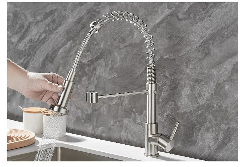 BowLift | DualFlow Kitchen Faucet - Luxurious Double Bronze Kitchen Faucet