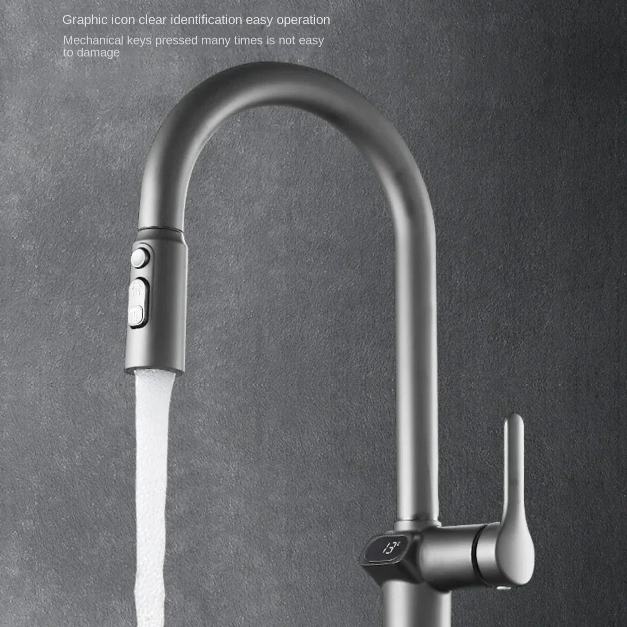 Skanto | Pull-out Kitchen Faucet with Digital Display and Swivel Spout