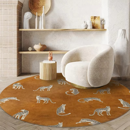 BowLift | Plush Round Leopard Pattern Area Rug – Soft Thickened Floor Mat for Bedroom or Living Room