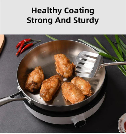 Skanto | Professional Frying Pan - 304 Stainless Steel, 2MM thick 5-layer Steel Pan & Pot
