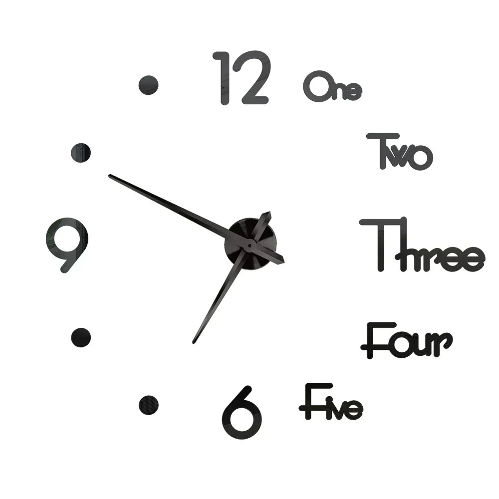 Large DIY 3D Mirror Acrylic Wall Clock for Kitchen, Dining Room, Living Room | Skanto
