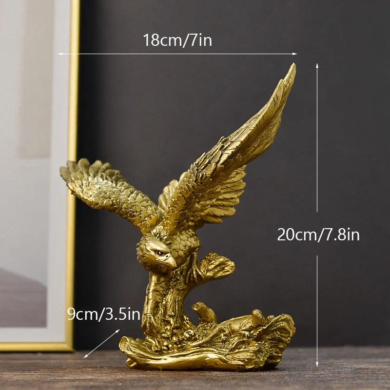Skanto | Resin Golden Eagle Statue Art Animal Model Collection Ornament Home Office Desk Feng Shui Decor Figurines Simple