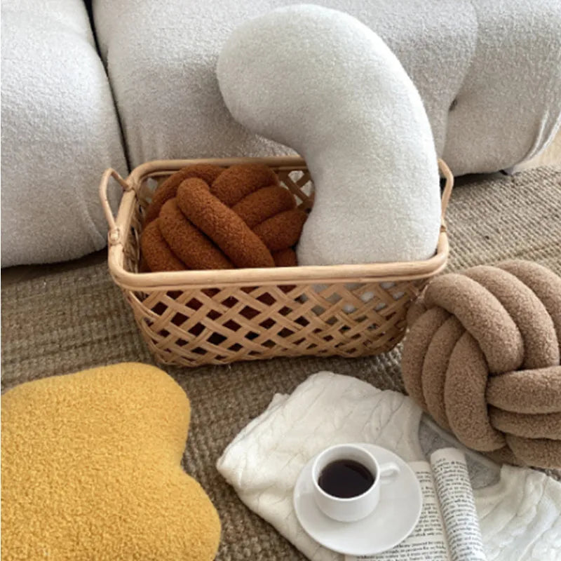 Nordic Bouclé Abstract Cushion – Minimalist Plush Pillow | Bowlift