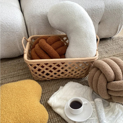 Nordic Bouclé Abstract Cushion – Minimalist Plush Pillow | Bowlift