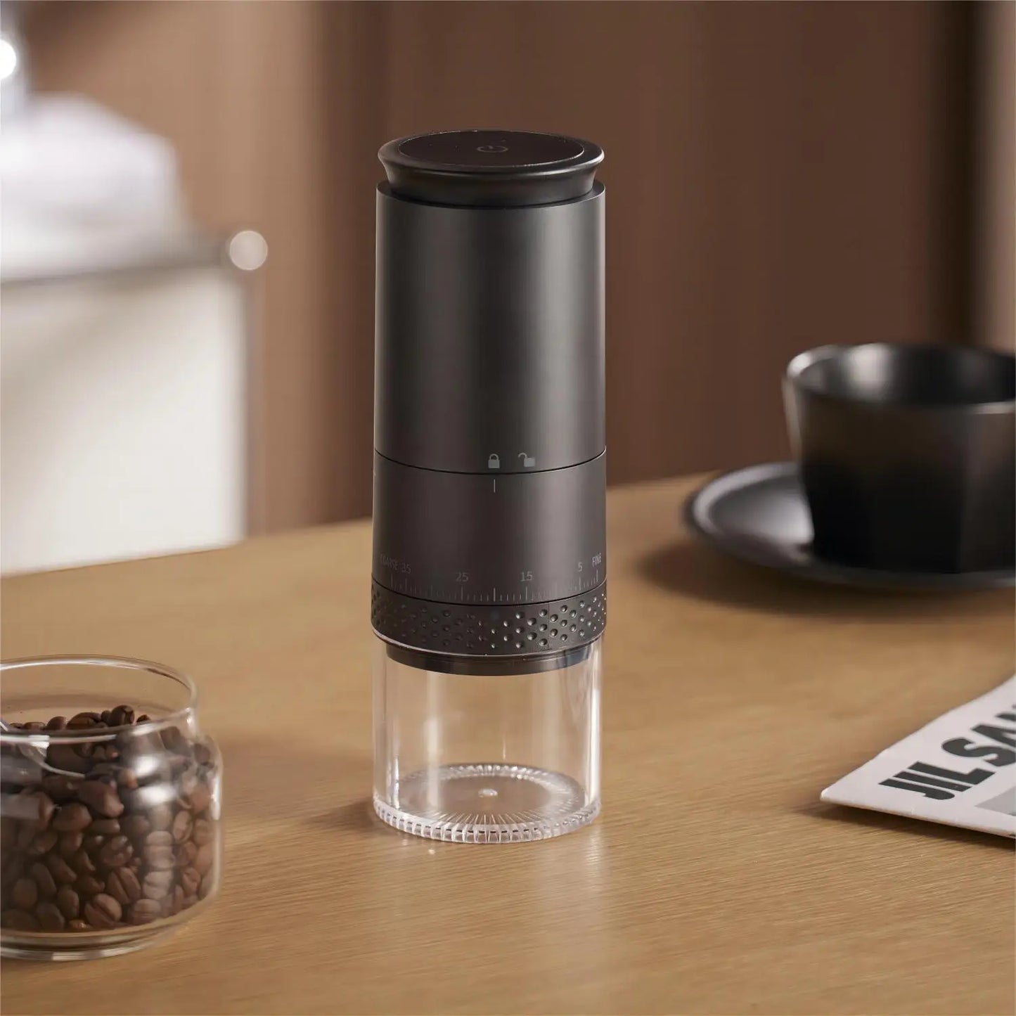 Karnz | 1500mAh Electric Coffee Grinder, Externally Adjustable, Type-C Charging. Coffee Grinder, Bean Grinder, Coffee Maker
