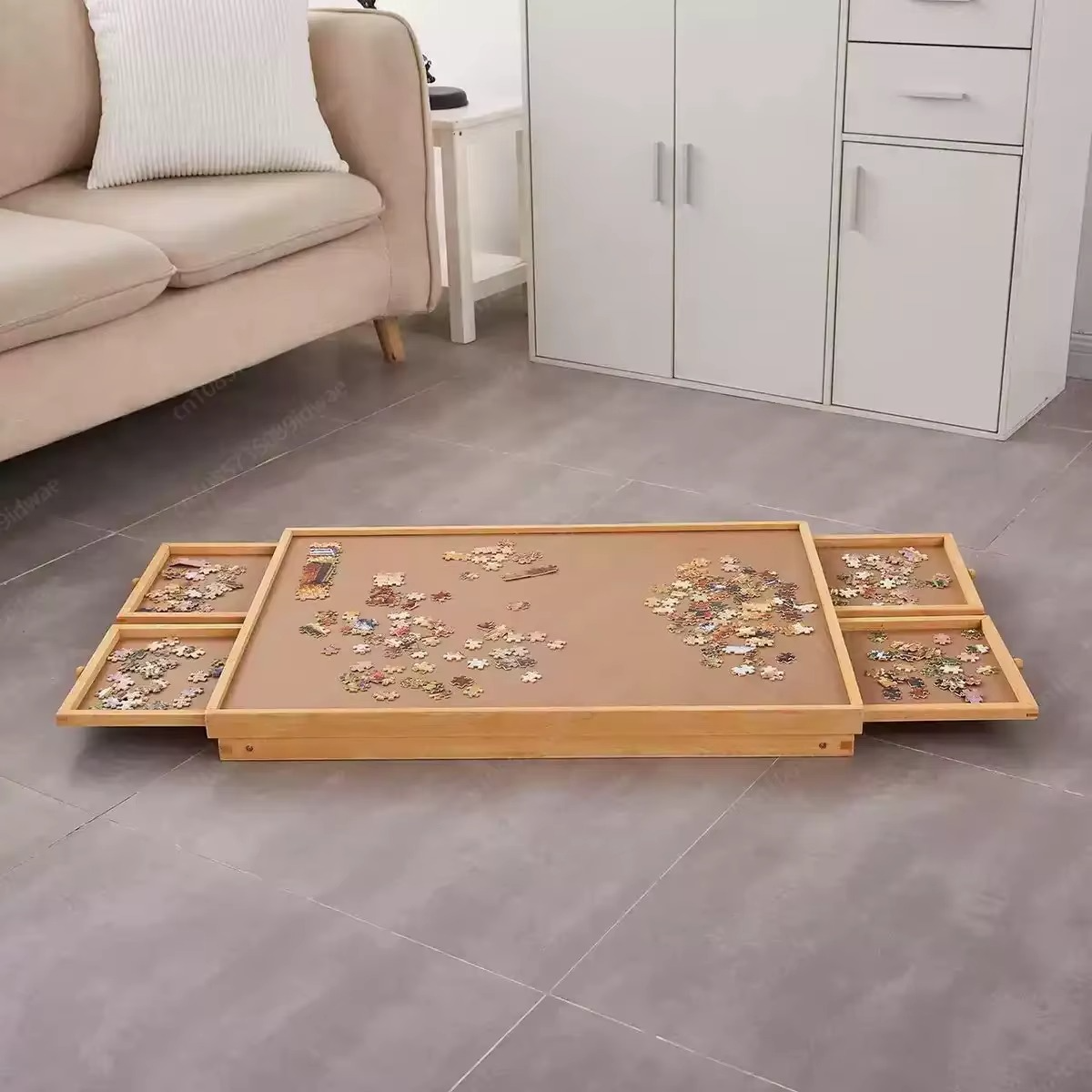 Skanto | Foldable Wooden Jigsaw Puzzle Board with 4 Storage Drawers for up to 1500 Pieces