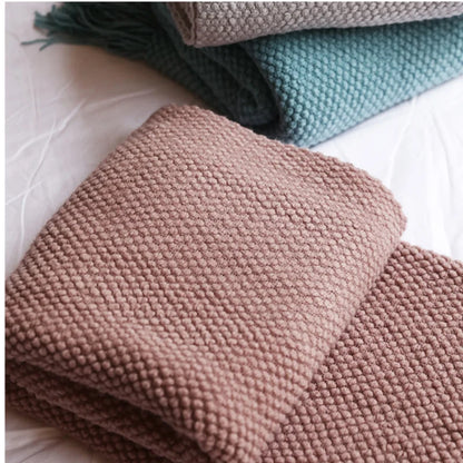 Cozy autumn knitted blanket