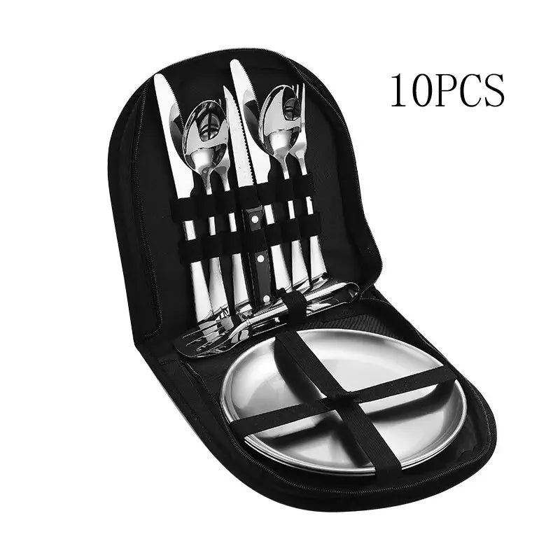 BowLift | TrailMate Outdoor Cutlery Set | Compact & Durable 10-Piece Set | Stainless Steel for Adventures
