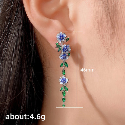 Skanto | Vintage Blue Blossom Dangle Earrings