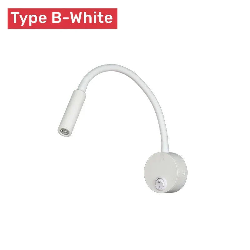 Karnz | Modern Flexible LED Reading Wall Lamp with Switch for Bedroom and Study - 1W/3W