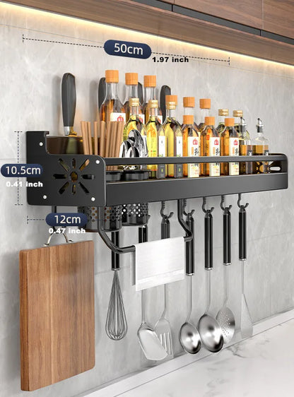 Kitchen wall shelf made of metal – Self-adhesive & screwable | Non-slip wave pattern | Mounting accessories included Bowlift