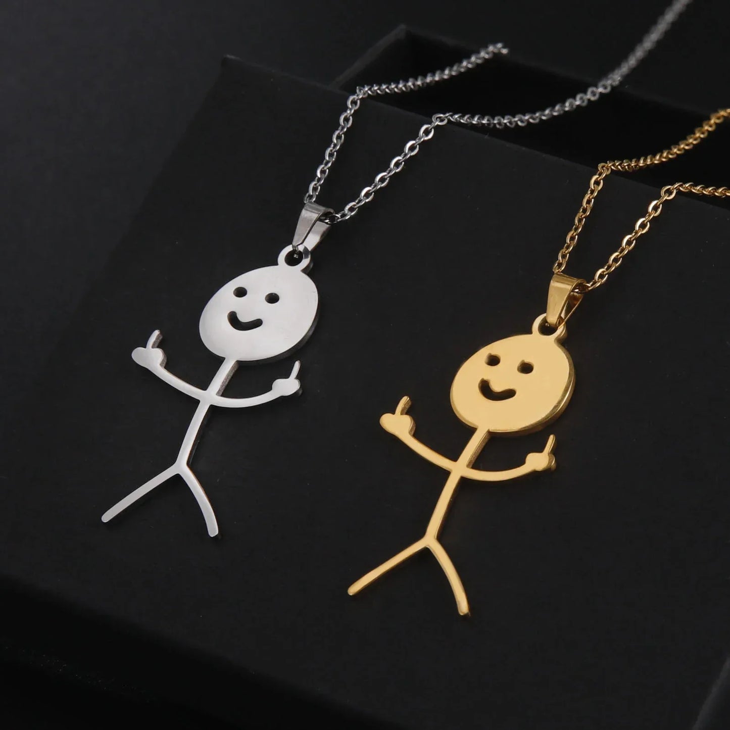 Skanto | Cute Punk Funny Middle Finger Stickman Necklace