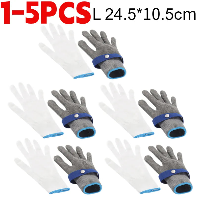 Stainless steel cut-resistant gloves - Anti-cut, wire metal mesh hand protection for slaughtering, gardening and work safety