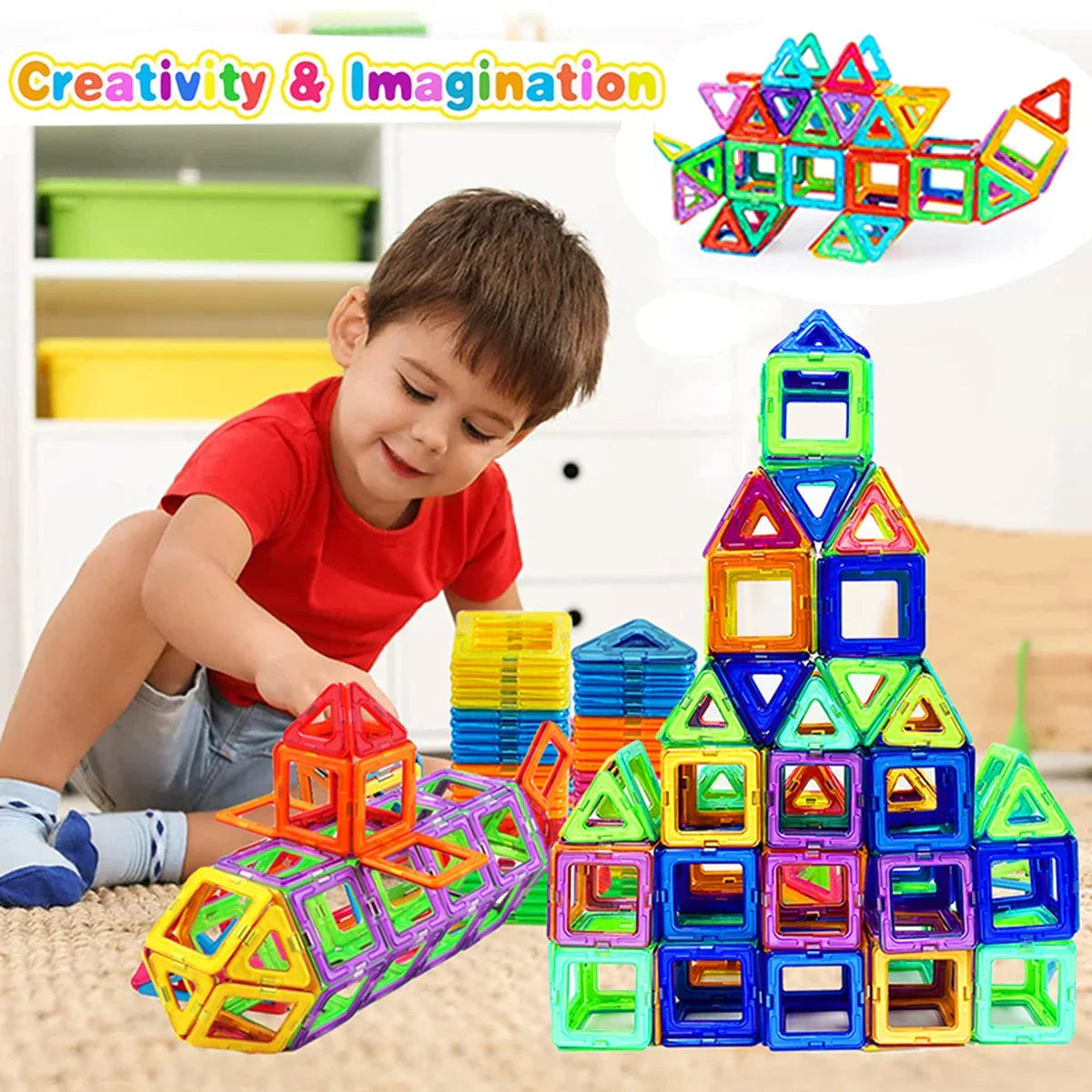 Creative Magnetic Building Blocks Set - Large & Mini DIY Toys for Kids Ages 7-12, Fun Educational Construction Gift in Mixed Colors