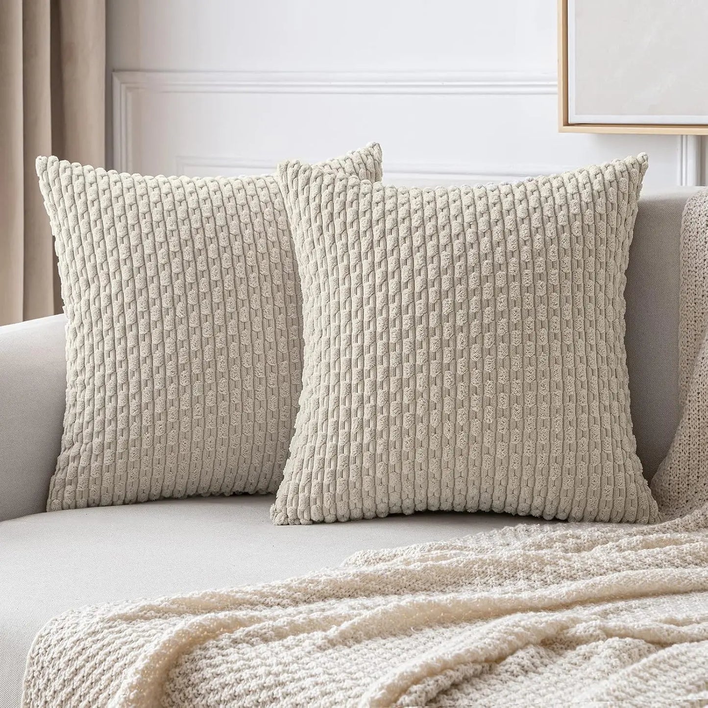 Skanto | Boho Corduroy Pillow Cover – Stylish Striped Decorative Pillowcase for Sofa or Bed