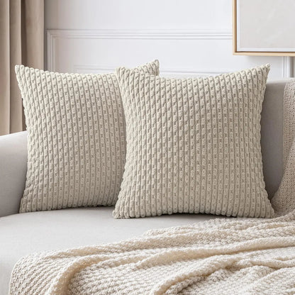 Skanto | Boho Corduroy Pillow Cover – Stylish Striped Decorative Pillowcase for Sofa or Bed