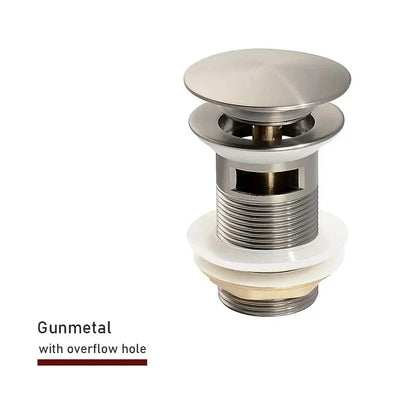 Drain Screw with Push-Down Pop-Up – Brass | 11 Colors | With or Without Overflow Skanto