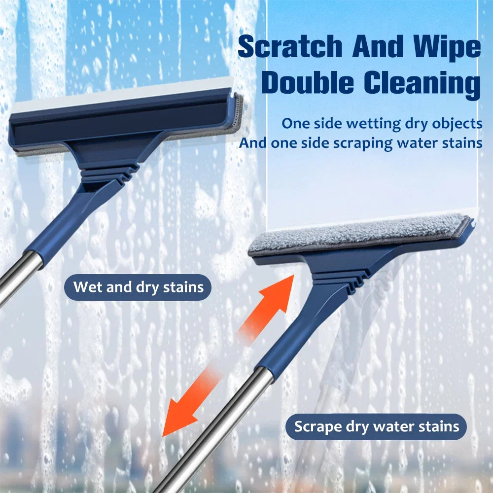Skanto | FensterFlex 2-in-1 Window Cleaner | Adjustable Telescopic Handle | Cloth and Microfiber Mop | For Windows, Glass, and Frames