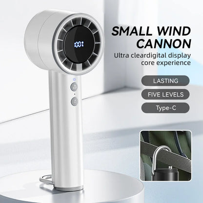 BowLift | Brisano AirCool Mini Hand Fan with Cooling Function | 5 Speeds | LED Display & USB Charging | Quiet & Portable | For Travel, Office & Outdoor