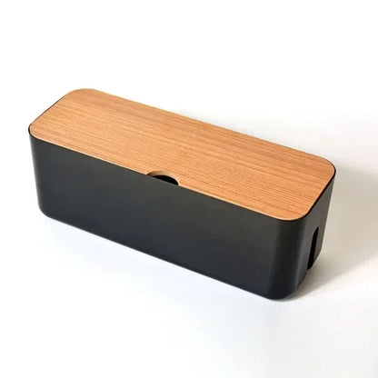 BowLift | Cable Box OrgaWood | Desk Organizer made of Wood & Plastic | For Chargers, Cables & Accessories | 29.5×11.4×11 cm