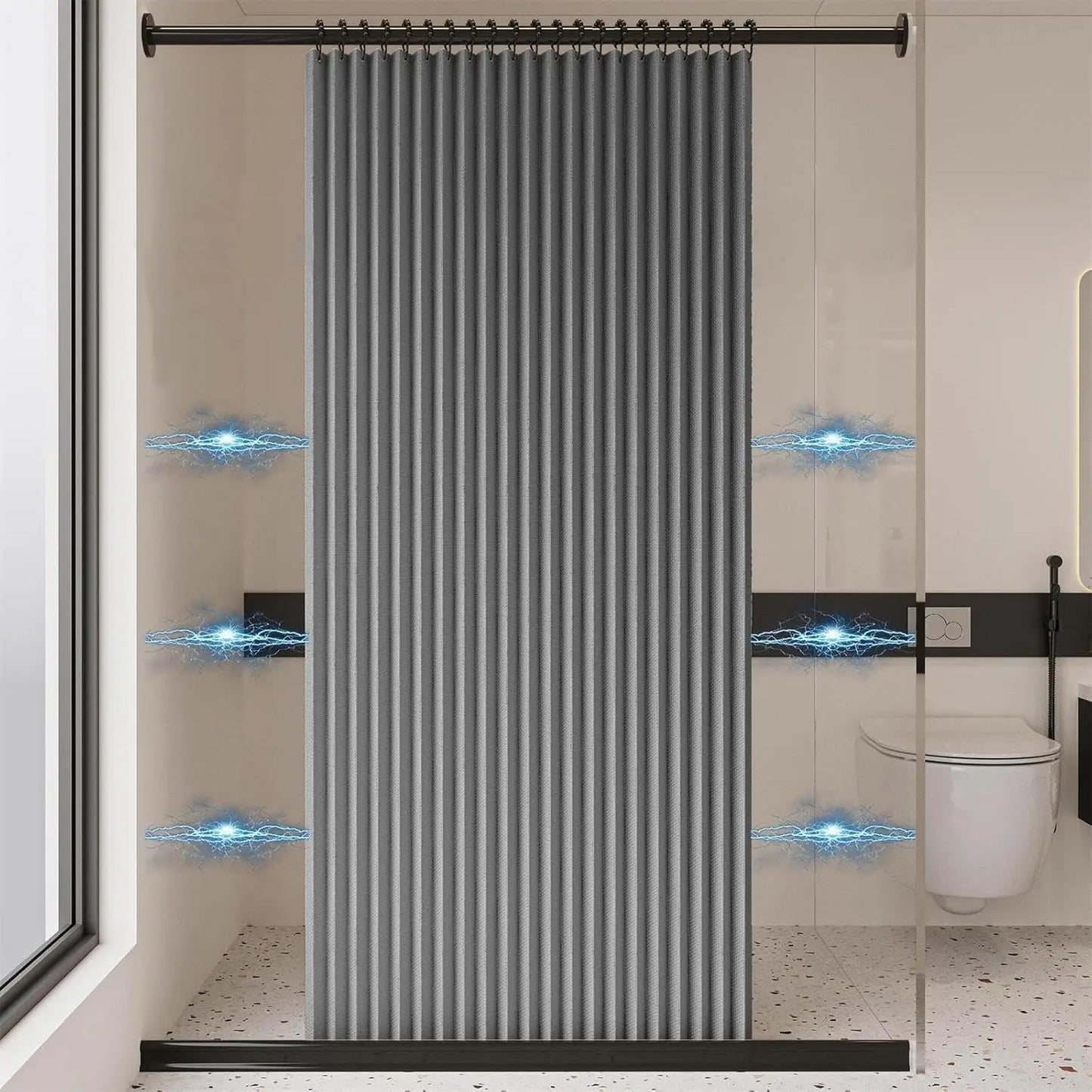 MagnaFold Foldable Shower Curtain with Magnets Bowlift