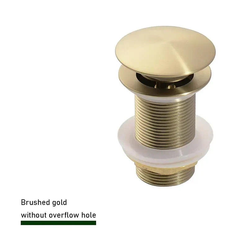 Drain Screw with Push-Down Pop-Up – Brass | 11 Colors | With or Without Overflow Skanto