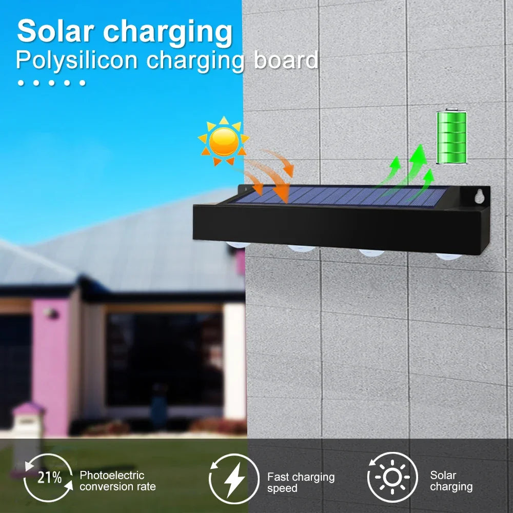 BowLift | Solavera LumiFence Solar Lights | 4-piece Set LED Outdoor Lights | IP54 Weatherproof | Aluminum | For Garden, Fence & Patio