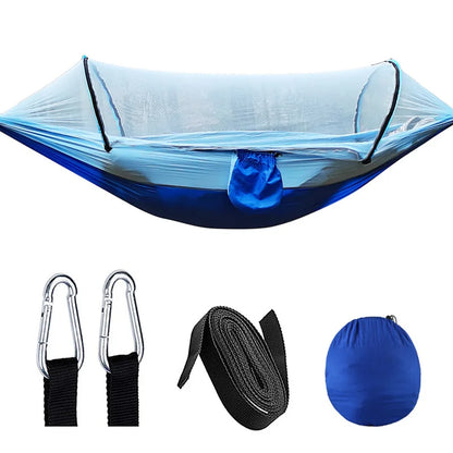 Skanto | OutdoorRelax Hammock with Mosquito Net and Quick Release – 200 kg Load Capacity