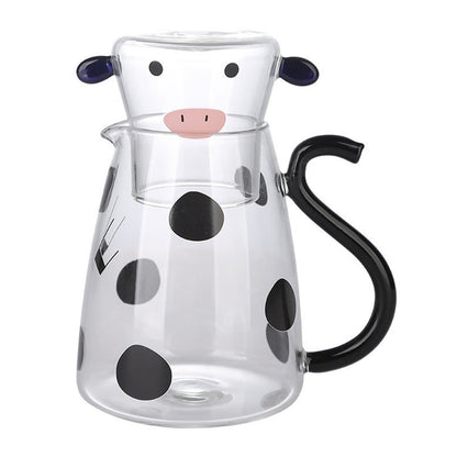 Cute Cow Glass Pitcher with Cup | Karnz
