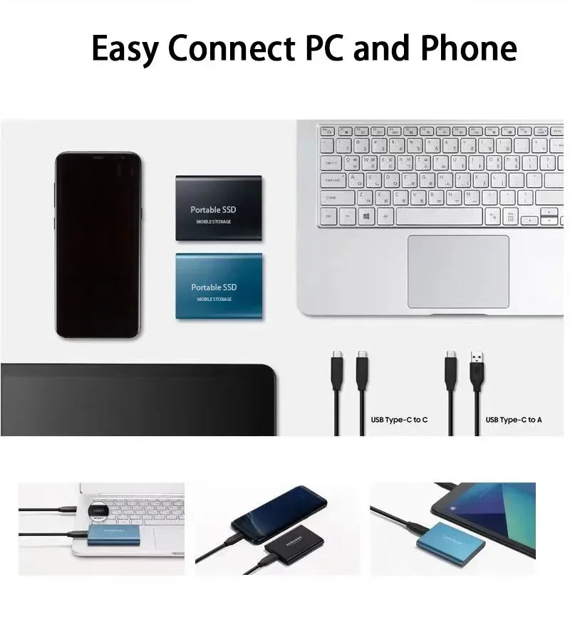Brehn | 128GB External SSD | USB 3.1 & USB-C High-Speed | NVMe M.2 Technology | Shock-resistant Casing made of Aluminum Alloy | Plug & Play for PC, Mac & Mobile