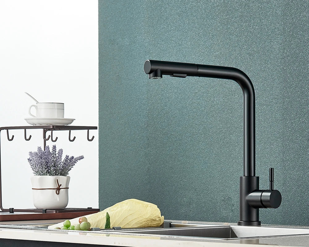 FlexiJet Black extendable kitchen faucet Bowlift