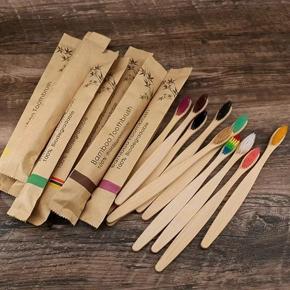 BowLift | Eco-Friendly Bamboo Toothbrush Set – 10 Pack Soft Bristle Brushes for Adults