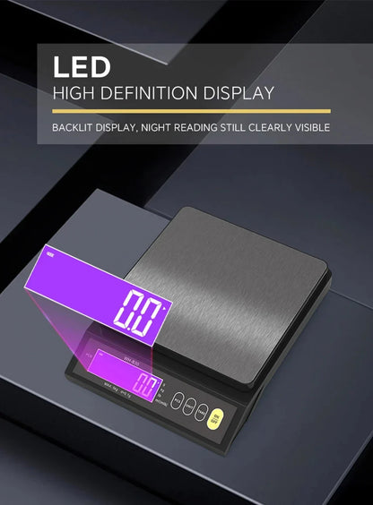 Skanto | 5 kg/0,1 g and 10 kg/1 g Digital Electronic Kitchen Scale, LCD Display, Fully Waterproof Stainless Steel Tool for Baking
