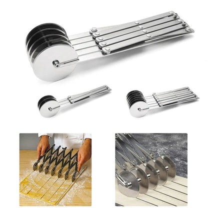 BowLift | SlicePro Stainless Steel Dough Cutter | Foldable & Adjustable | 3–7 Wheels | Perfect Portioning for Pizza, Pastries & Pasta