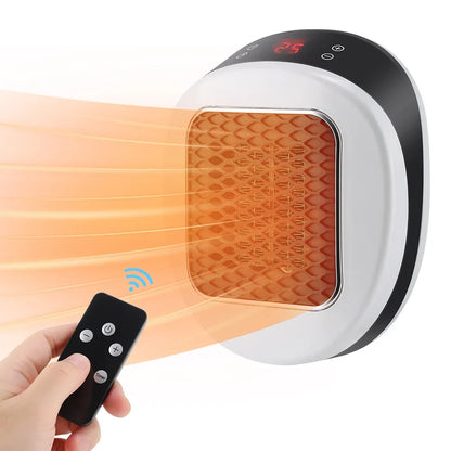 BowLift | ThermoLux Mini Wall Heater 600W | Compact Electric Heater with Remote Control | Wall Socket Heater with Thermostat & Timer | Quick Heat in 3 Seconds