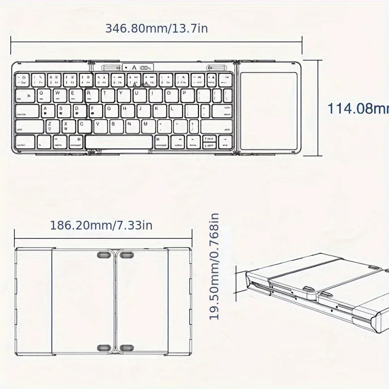 BowLift | Foldable RGB Wireless Built-in Touchpad Backlit Travel Keyboard