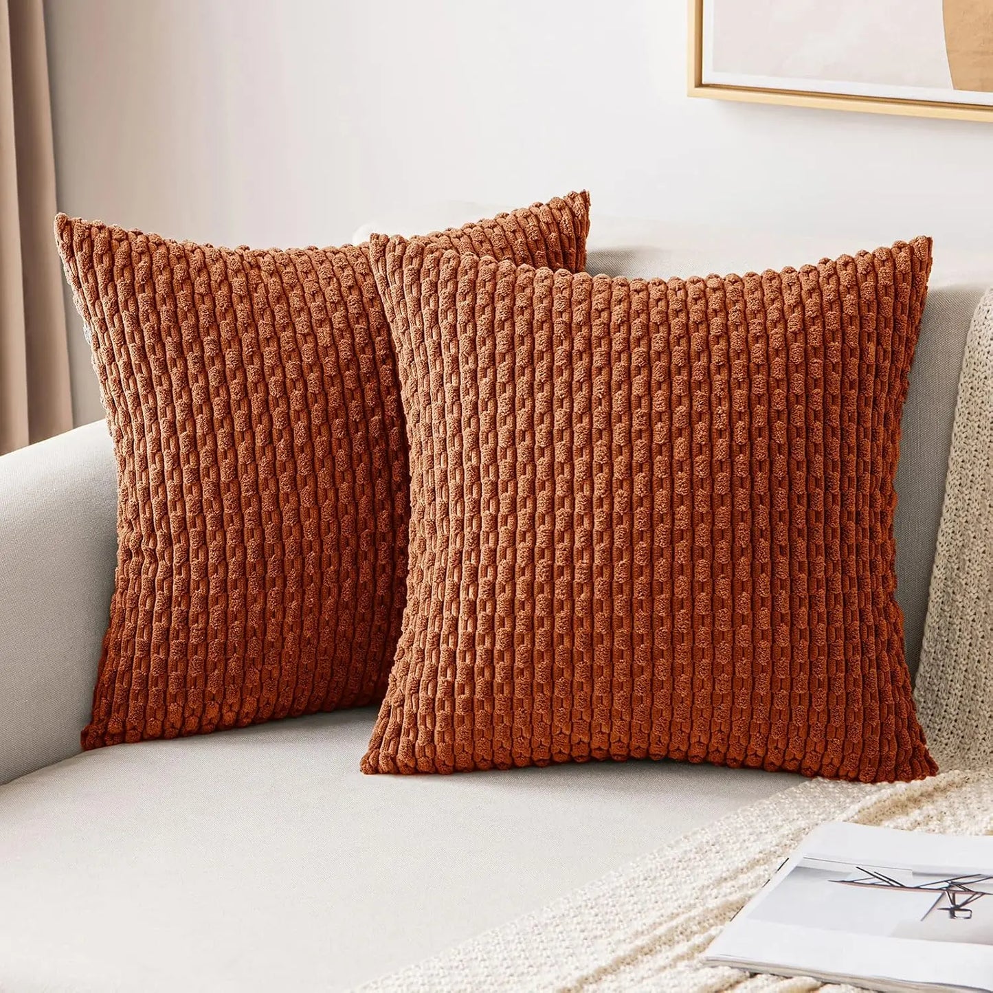 Skanto | Boho Corduroy Pillow Cover – Stylish Striped Decorative Pillowcase for Sofa or Bed