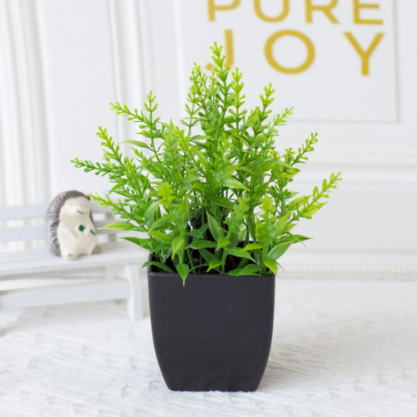 BowLift | Leafora Artificial Eucalyptus Plant in Black Pot | Mini Decorative Plant | For Table, Bathroom & Office