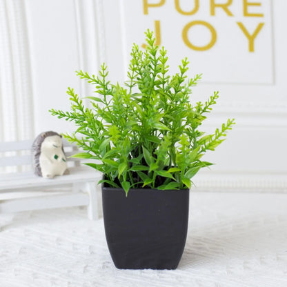 BowLift | Leafora Artificial Eucalyptus Plant in Black Pot | Mini Decorative Plant | For Table, Bathroom & Office