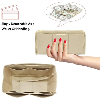 BowLift | TaschenLuxe Organizer Inlay | Felt insert with zipper | 15 compartments & key strap | For handbags & shoppers