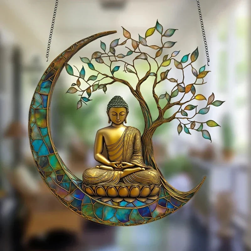 Brehn | Acrylic Sun Catcher ZenLight | 2D Buddha Decor | Window & Home Accessory | Spiritual Room Design