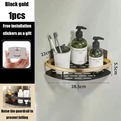 Skanto | AquaSpace Pro | Corner Shower Shelf No Drilling | Aluminum | Rustproof & Load-Bearing | Black, White, Silver, or Black-Gold Bathroom Shelf