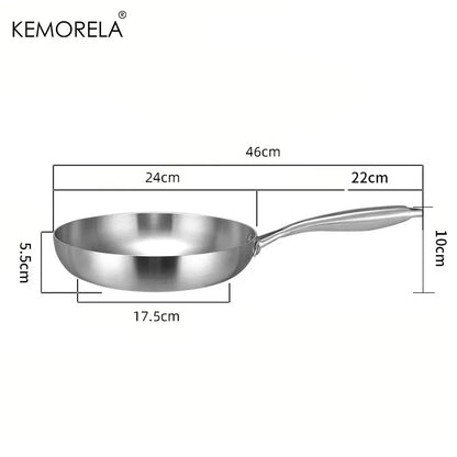 Skanto | Professional Frying Pan - 304 Stainless Steel, 2MM thick 5-layer Steel Pan & Pot