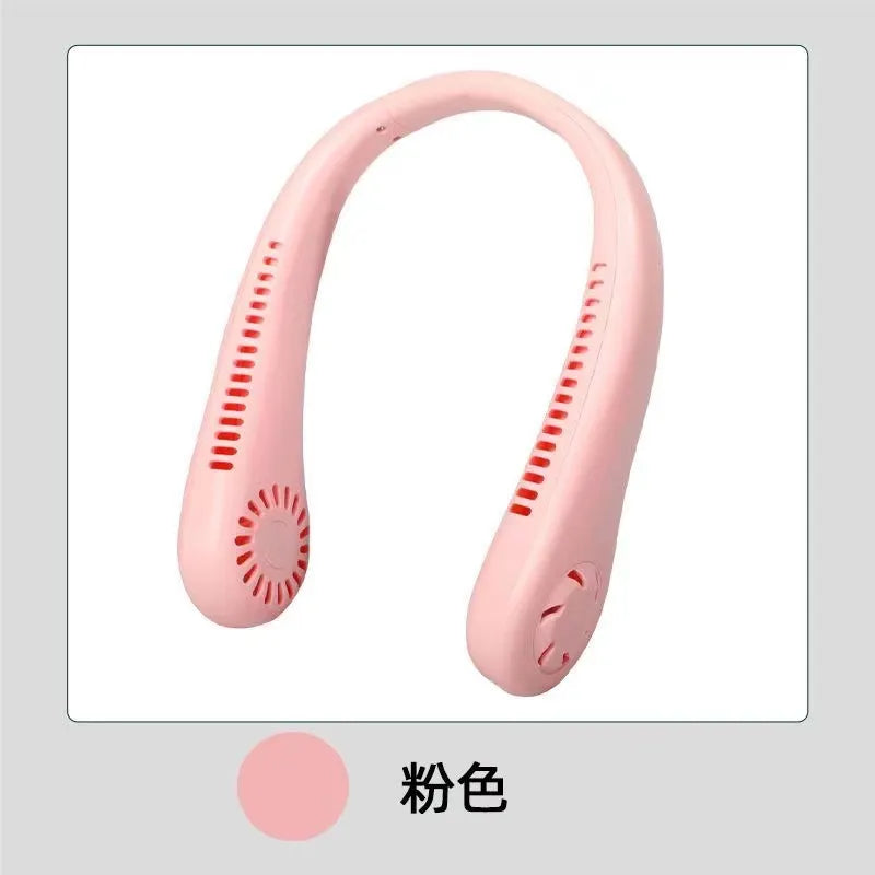 Stay cool everywhere with 1PC new mini neck portable bladeless hanging neck fan - long battery life, rechargeable, 3-speed air cooler for summer sports | Brehn