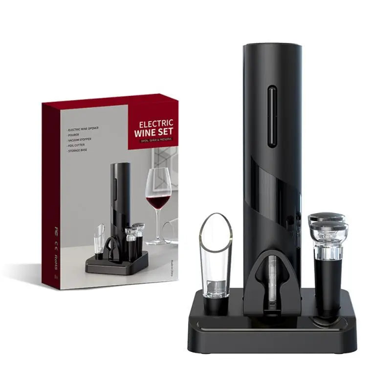 Skanto | Electric Corkscrew - Automatic Wine Opener with Stand, Foil Cutter, and Beer Can Opener - Kitchen and Bar Can Opener