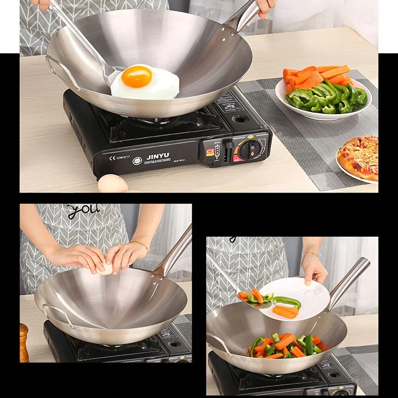 ChefMaster – Large Stainless Steel Wok with Double Handle Skanto