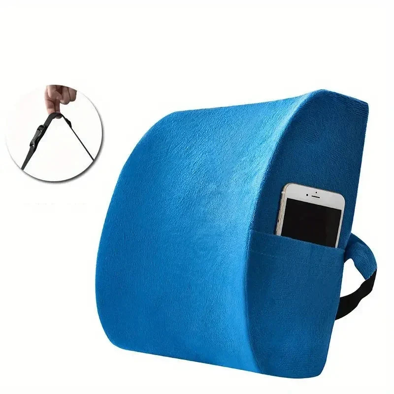 Lumbar support cushion for office chair and car seat - Perfectly balanced memory foam back cushion, versatile support for comfort