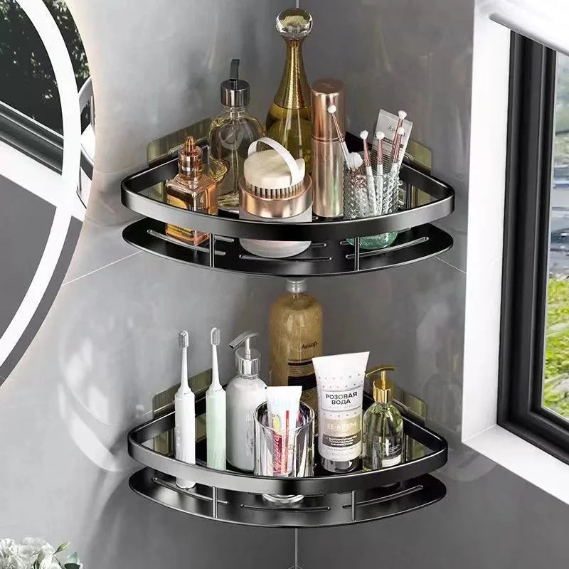 Corner Holder Aluminum Wall Shelf – Space-Saving Bathroom Organizer Without Drilling | Bowlift