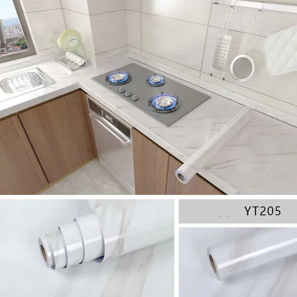 Skanto | Marble Kitchen Oil-Proof Foil - Self-Adhesive Waterproof Wallpaper for Stove, Countertop, Cabinets, Tile Renovation