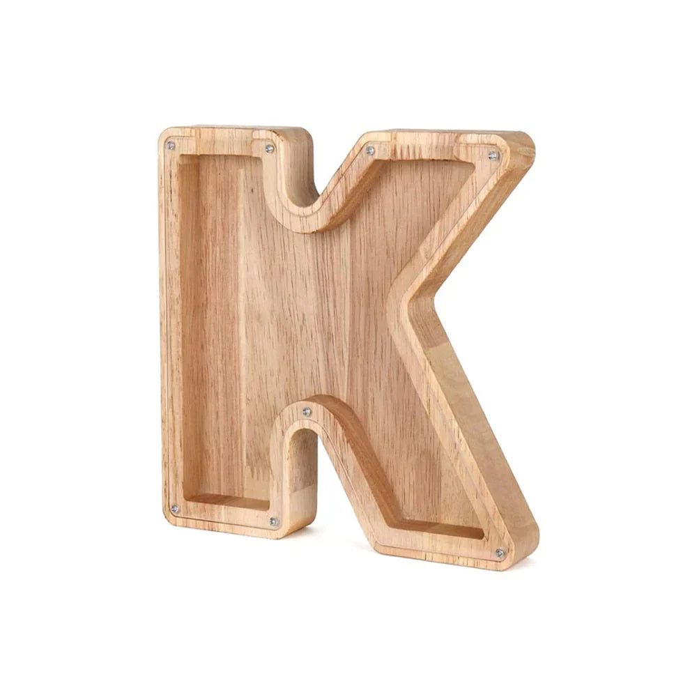 Skanto | Wooden Alphabet Piggy Bank with Transparent Window for Stylish Saving